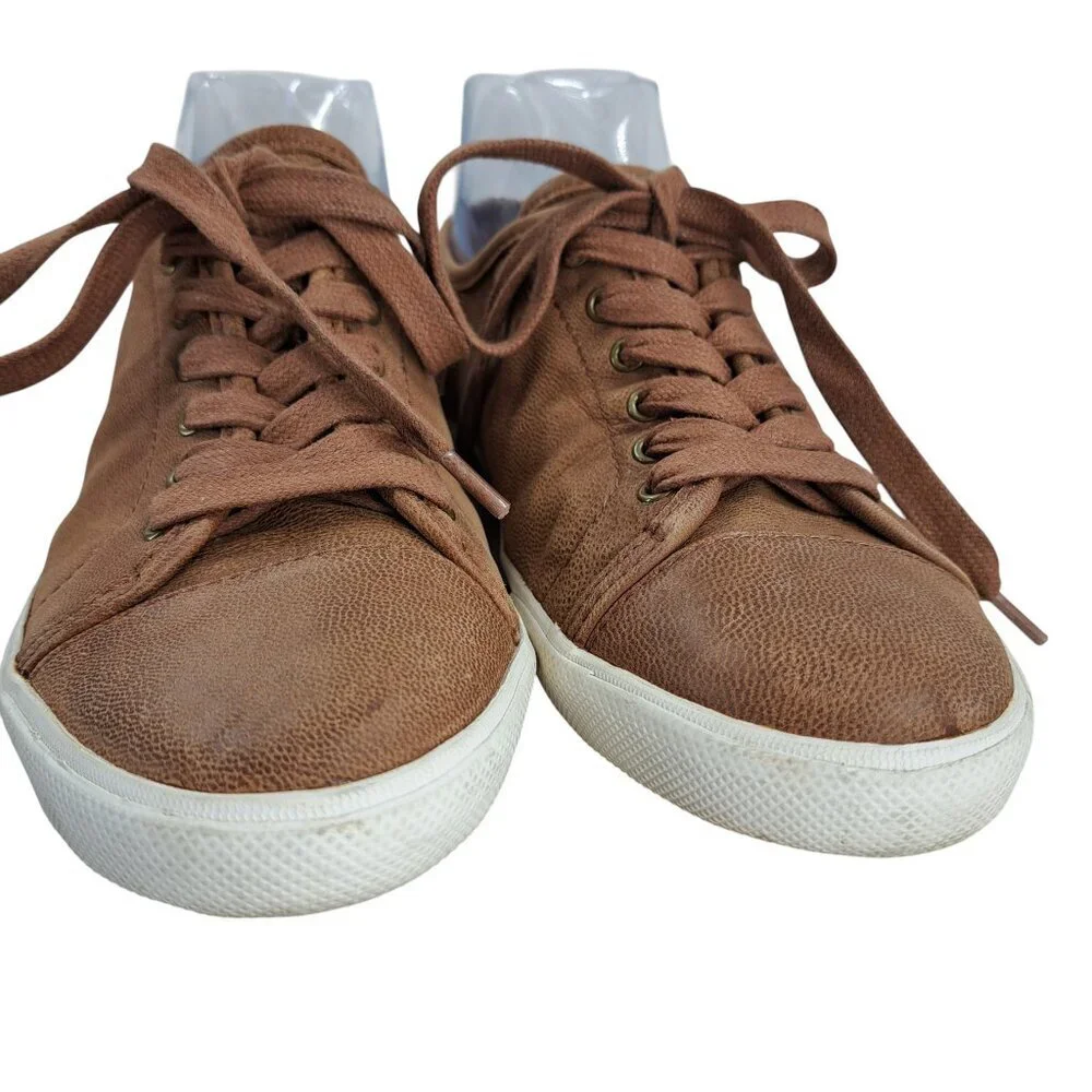 Frye Maya Low Top Lace Up Casual Sneakers Size 8.5 Leather Brown Shoes Comfort